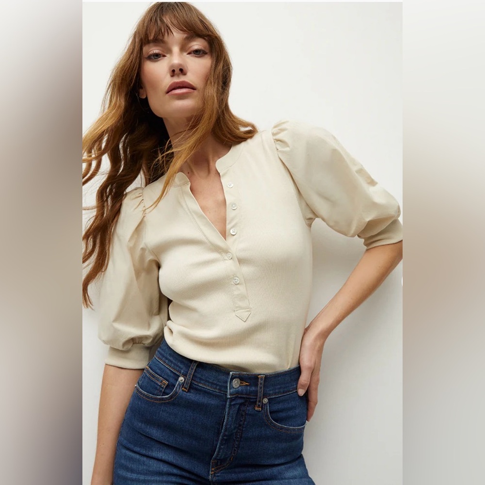Veronica Beard Coralee Beige Top Sz L